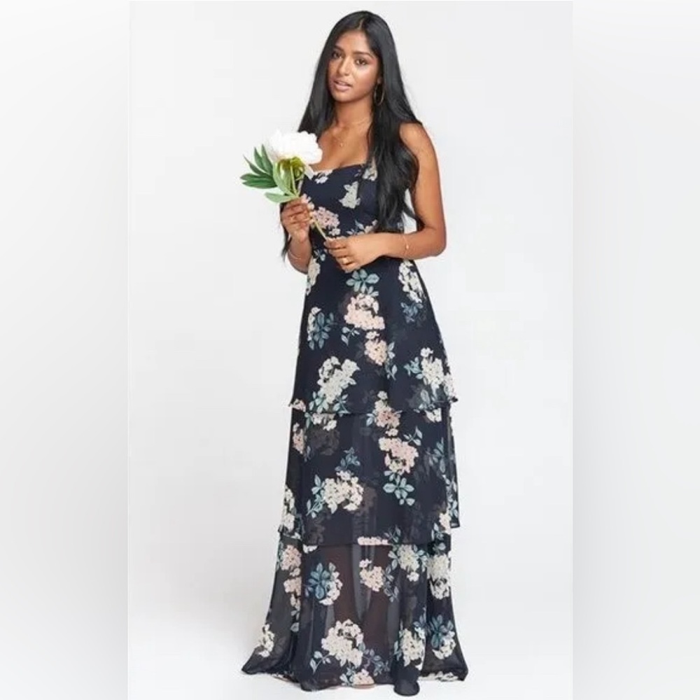 Show Me Your Mumu Calypso Strap Ruffle Dress Gown Fleur de Fun Blue